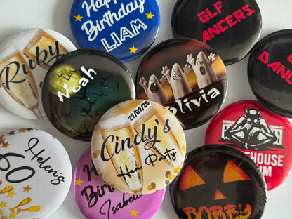 Personalised Photo Round 58mm Badge 2.25" Any Design / Any Text