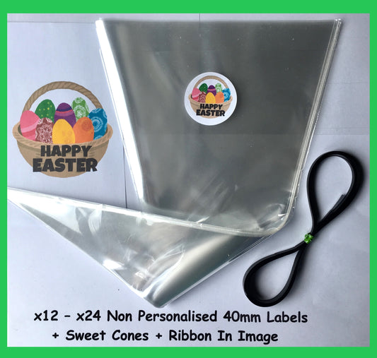 12/24 Non Personalised Easter Basket Labels + Sweet Cones Kit