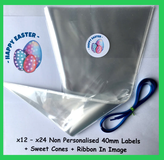 12/24 Non Personalised Easter Eggs Labels + Sweet Cones Kit