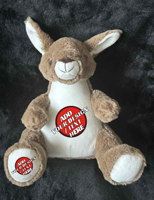 Personalised Soft Toy Plush Mumbles Print Me Teddy Bear, Printed Design Your Own 🖼️ Kangaroo