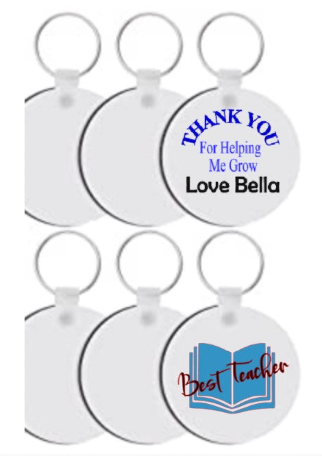 Printed Thank You Teacher Helping Me Grow Key Ring Book 1 Design Round