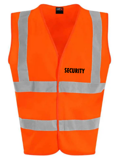 Hi-Viz Vest Waistcoat Security Front & Back Print