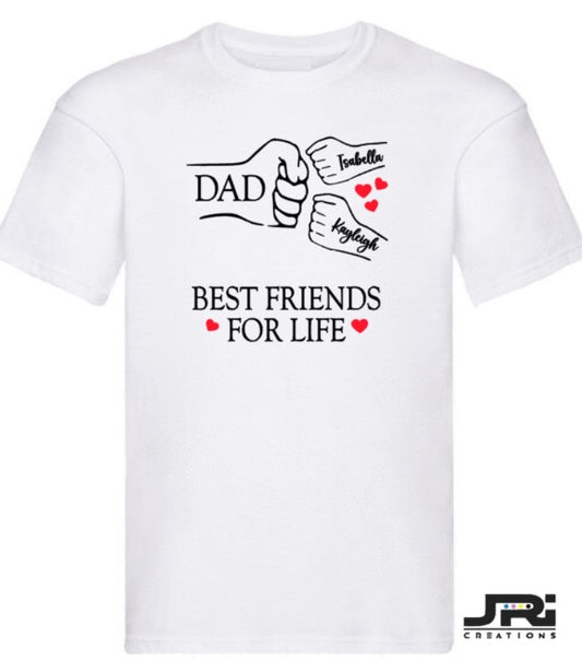 Personalised Kids/Adult Fist Pump Best Friends For Life T-Shirt Father's Day