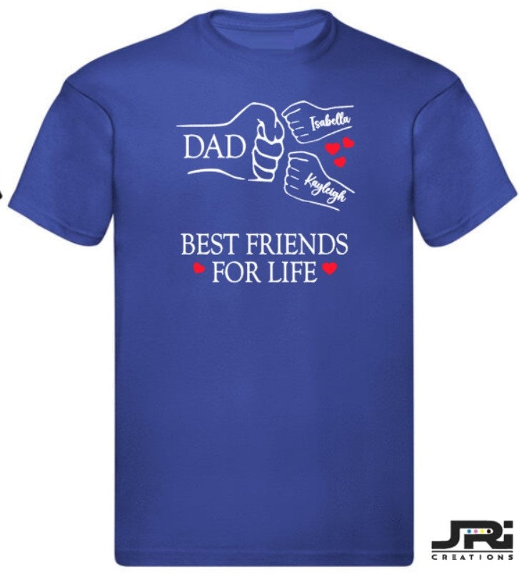 Personalised Kids/Adult Fist Pump Best Friends For Life T-Shirt Father's Day