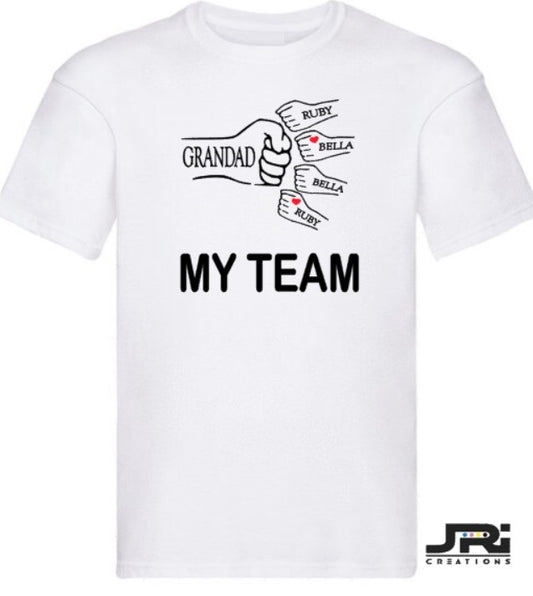Personalised Kids/Adult Fist Pump My Team T-Shirt Father's Day
