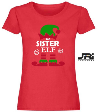 Personalised Ladies Christmas Elf Family T-Shirt