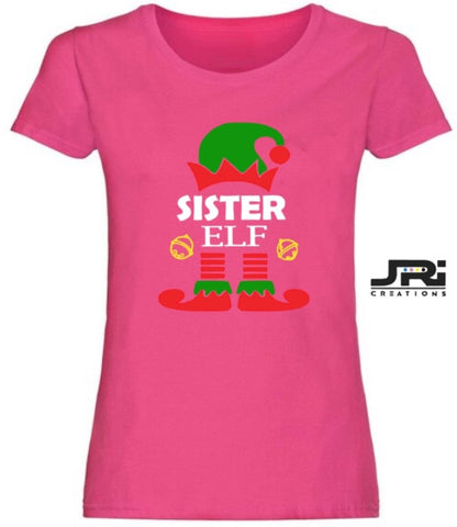 Personalised Ladies Christmas Elf Family T-Shirt