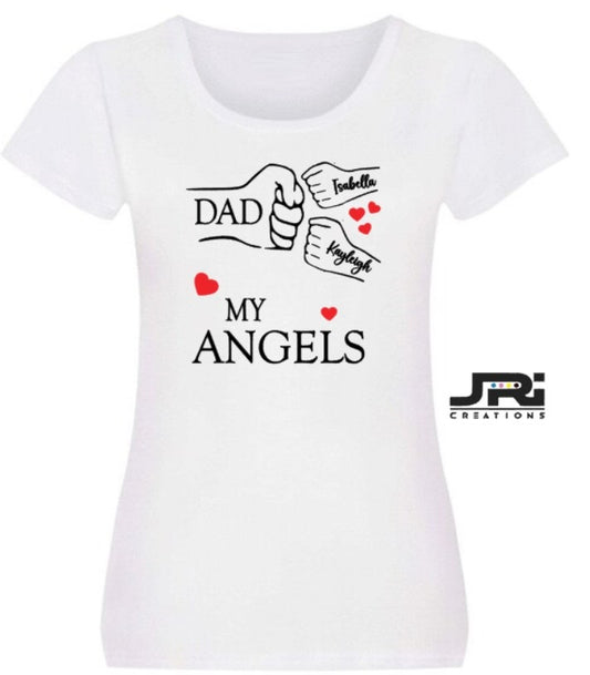 Personalised Ladies Fist Pump My Angels T-Shirts Father's Day