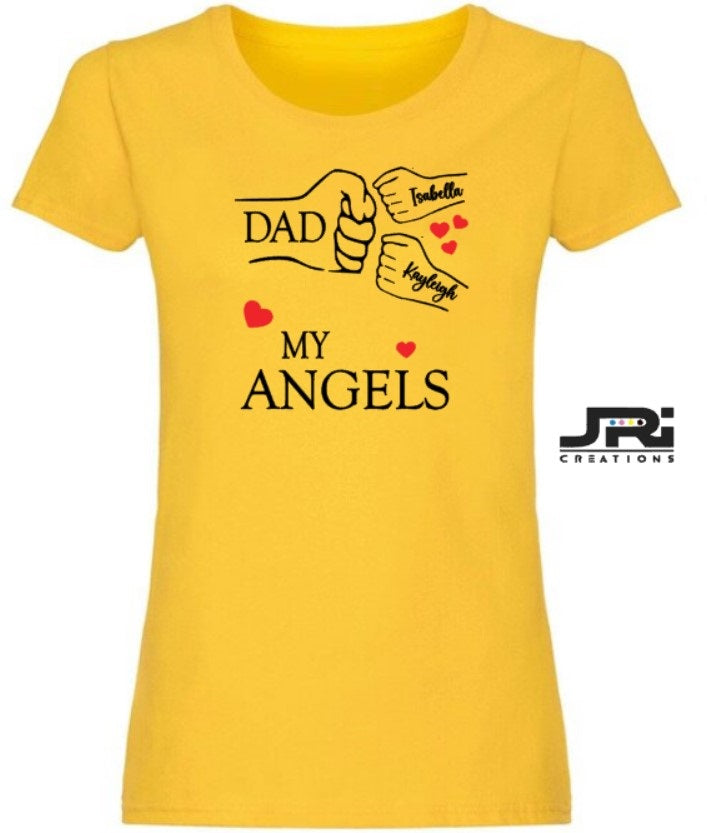 Personalised Ladies Fist Pump My Angels T-Shirts Father's Day