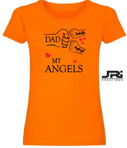 Personalised Ladies Fist Pump My Angels T-Shirts Father's Day