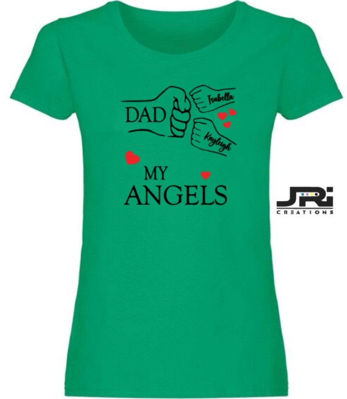 Personalised Ladies Fist Pump My Angels T-Shirts Father's Day