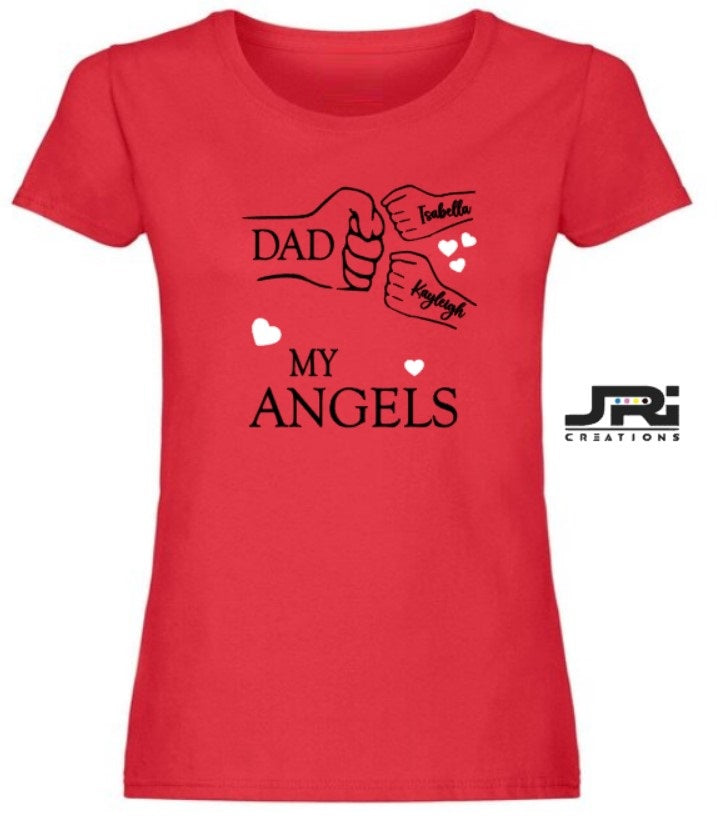 Personalised Ladies Fist Pump My Angels T-Shirts Father's Day