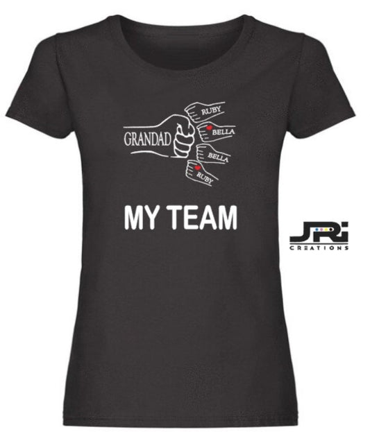 Personalised Ladies Fist Pump My Team T-Shirts Father's Day