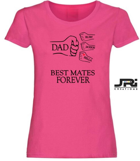 Personalised Ladies Fist Pump Best Mates Forever T-Shirt Father's Day