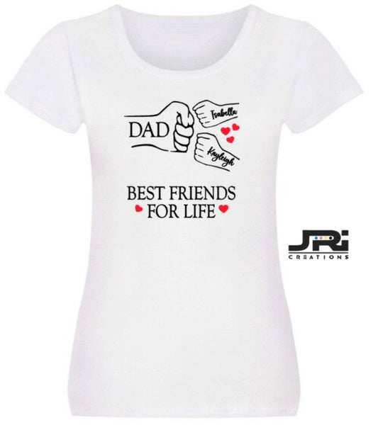 Personalised Ladies Fist Pump Best Friends For Life T-Shirt Father's Day