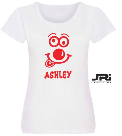 Personalised Ladies T-Shirt Red Nose Day (Face Design)