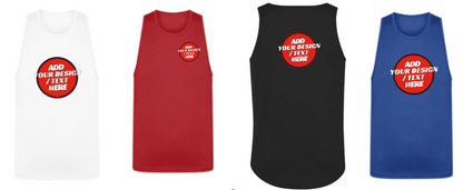 🫟 Design Your Own Black Sport's Cool Vest Front / Front & Back Print 140 GSM
