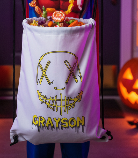 Halloween Printed Drawstring Bag Halloween Mask Design