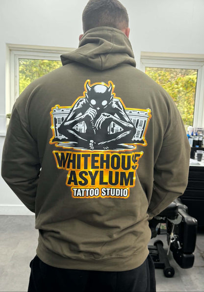 Official Whitehouse Asylum Tattoos Merchandise Hoodie Limited Edition Olive & Gold