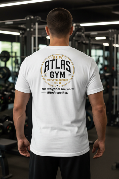 🏋️‍♂️ **New Atlas Gym** 🏋️‍♂️Official Merchandise Heavy Cotton T-Shirt ( White )