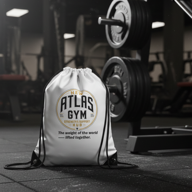 🏋️‍♂️ **New Atlas Gym** 🏋️‍♂️Official Merchandise Drawstring Gym Bag