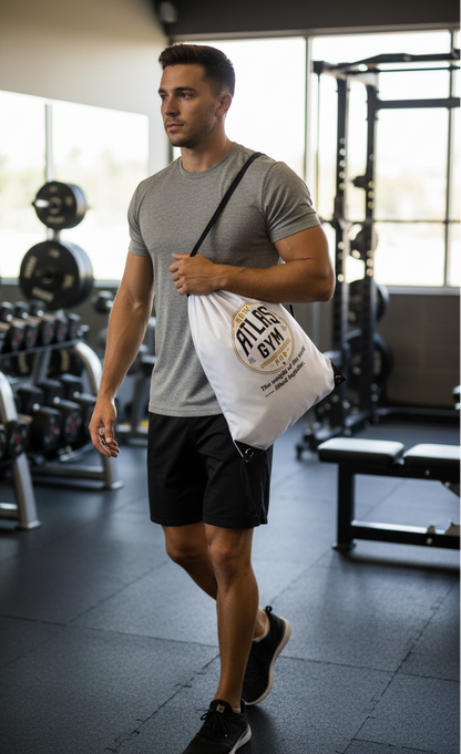 🏋️‍♂️ **New Atlas Gym** 🏋️‍♂️Official Merchandise Drawstring Gym Bag