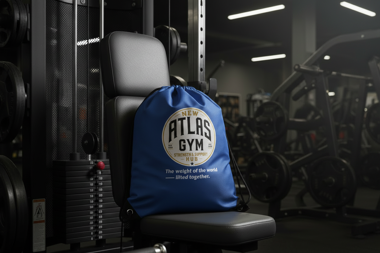 🏋️‍♂️ **New Atlas Gym** 🏋️‍♂️Official Merchandise Drawstring Gym Bag
