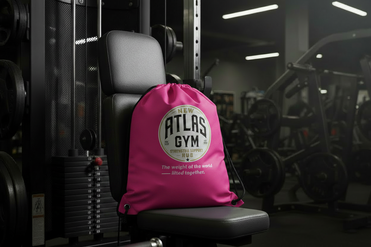 🏋️‍♂️ **New Atlas Gym** 🏋️‍♂️Official Merchandise Drawstring Gym Bag
