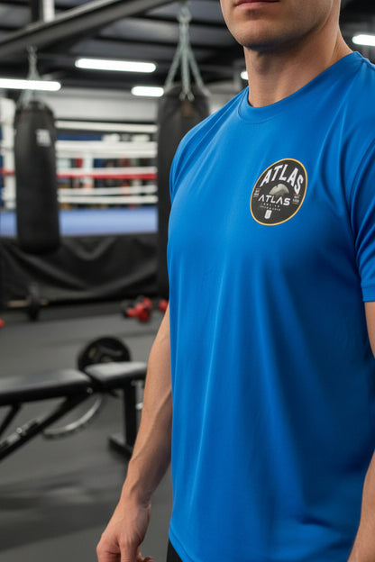 🥊 **Atlas Boxing ** 🥊 Official Merchandise Cool Gym Breathable T-Shirt ( Royal Blue )