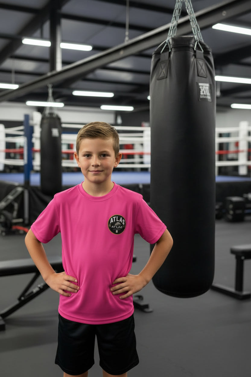 🥊 **Atlas Boxing ** 🥊 Official Merchandise Heavy Cotton T-Shirt ( Pink )