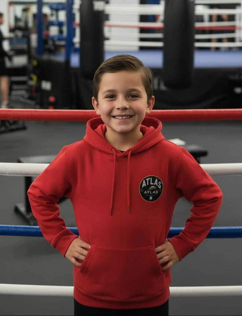 🥊 **Atlas Boxing ** 🥊Official Merchandise Soft Cotton 280GSM Gym Hoodie ( Red )