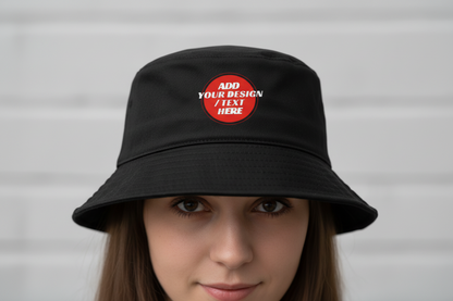 🫟 Design Your Own Black Reversible 🔀 Bucket Hat Front & Inside