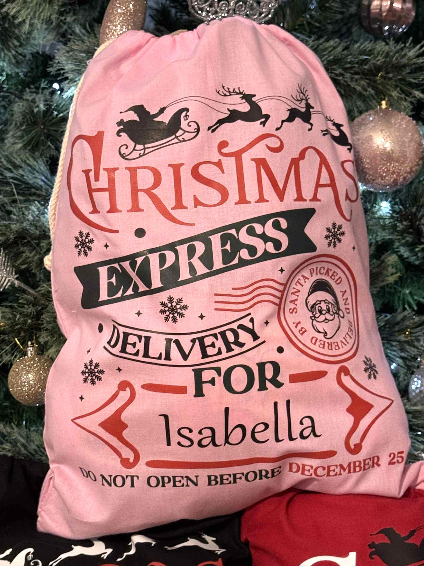 🎅Personalised Large Christmas Express Delivery Bag Sack 38x49cm