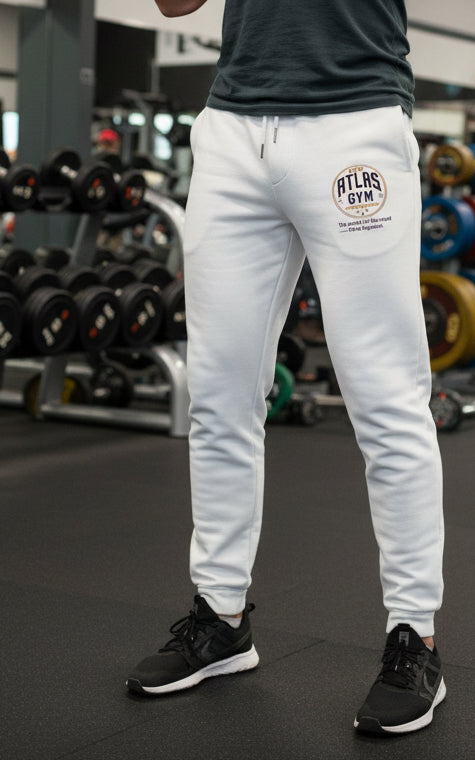 Adult Cuffed Jogging Bottoms ( White )🏋️‍♀️