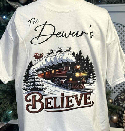 🎅Christmas Personalised Kids/Adult Family T-Shirts 🎄The Polar Express Train Believe