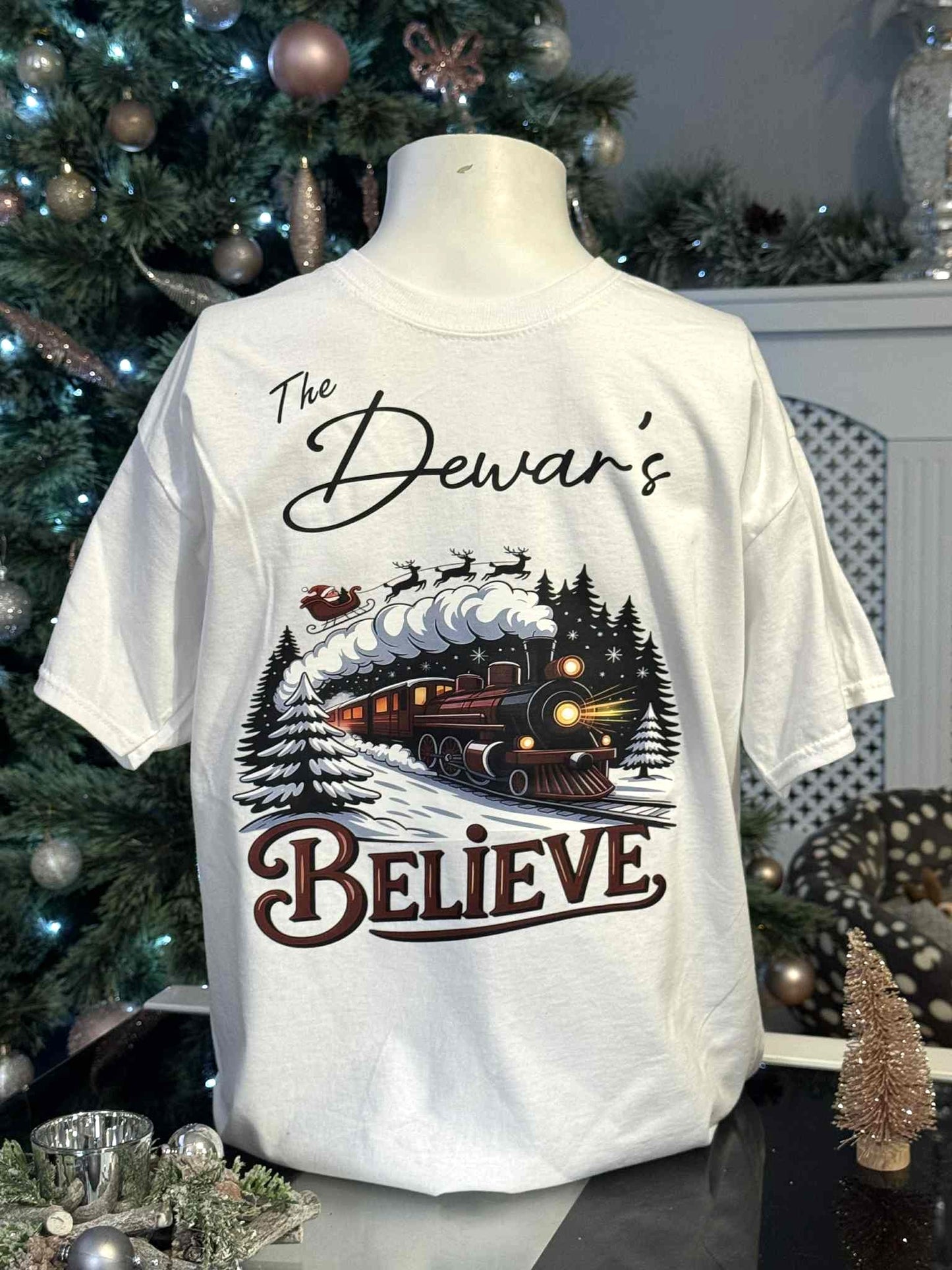 🎅Christmas Personalised Kids/Adult Family T-Shirts 🎄The Polar Express Train Believe