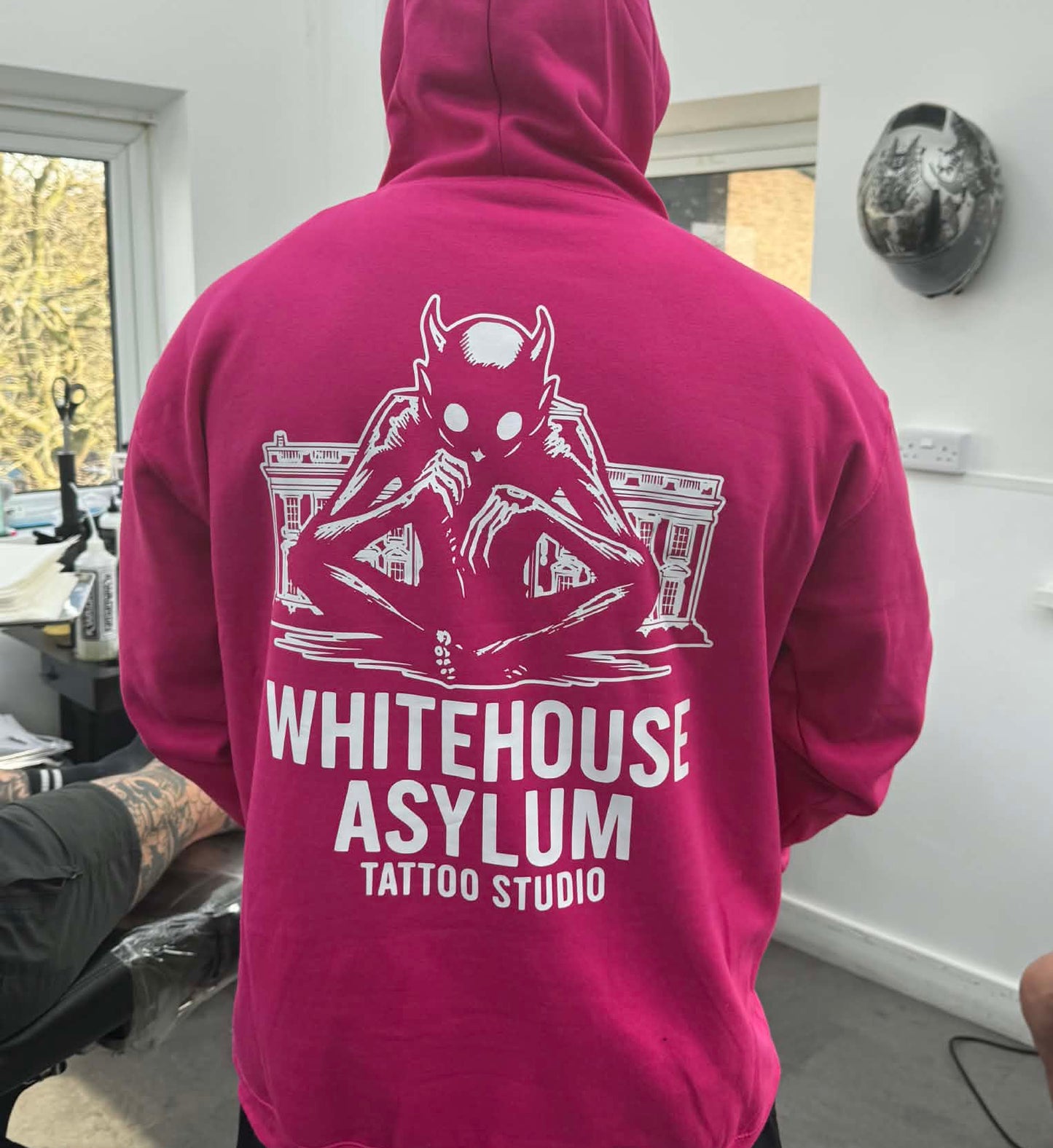 Official Whitehouse Asylum Tattoos Merchandise Hoodie Pink