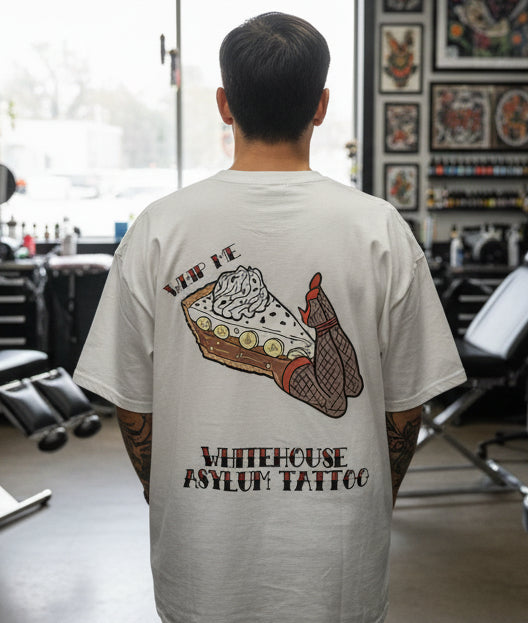 Official Whitehouse Asylum Tattoos Merchandise T-Shirt Whip Me ( Cream Pie )