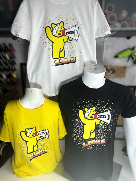 Personalised Kids/Adult T-Shirt Children In Need ( 2025 Pudsey Spots )