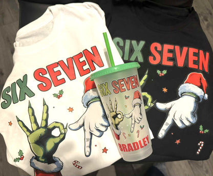 🎅Christmas Personalised Kids/Adult Family T-Shirts 🎄SIX SEVEN Santa & Grinch 67 ⭐Offer!