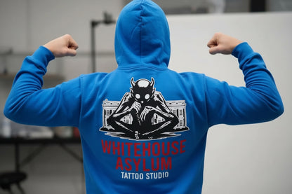 Official Whitehouse Asylum Tattoos Merchandise Hoodie Blue