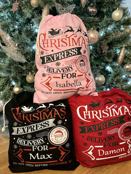 🎅Personalised Large Christmas Express Delivery Bag Sack 38x49cm