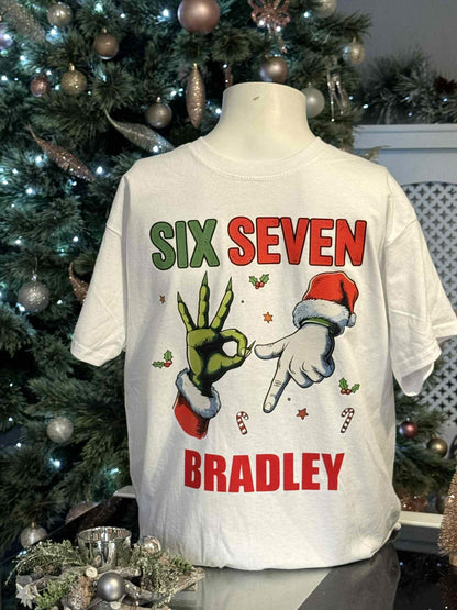 🎅Christmas Personalised Kids/Adult Family T-Shirts 🎄SIX SEVEN Santa & Grinch 67 ⭐Offer!