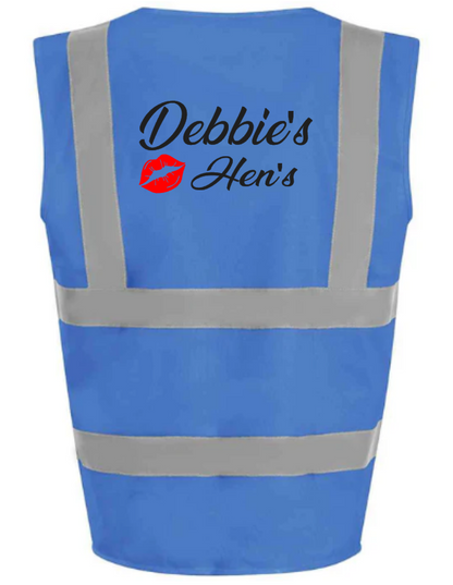 Hi-Viz Vest Waistcoat Hen Party Hen's Front & Back Print