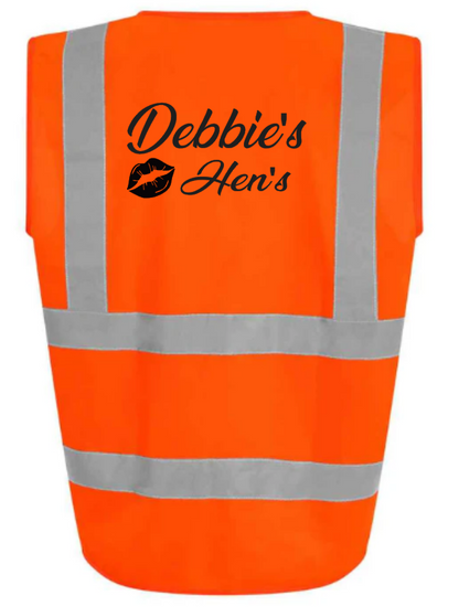 Hi-Viz Vest Waistcoat Hen Party Hen's Front & Back Print