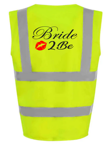 Hi-Viz Vest Waistcoat Hen Party Hen's Front & Back Print