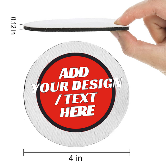 #13 Design Your Own Printed Rubber Round Coaster 4Inch/10 CM