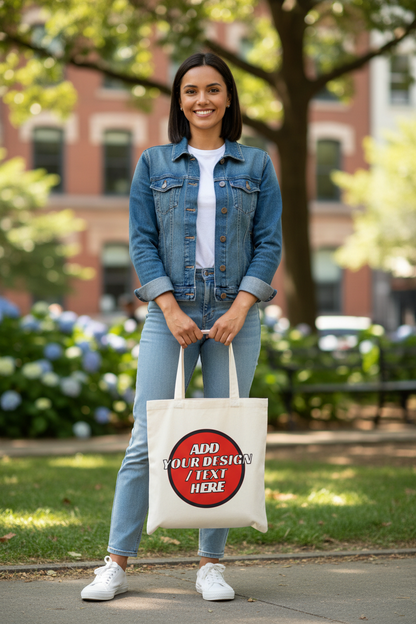 🫟 Design Your Own Natural/White 100% Cotton Printed Tote Bag
