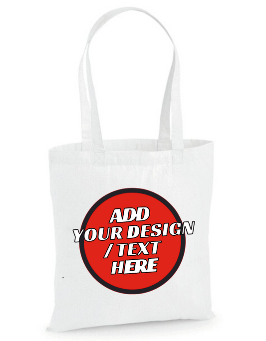 #08 Design Your Own Natural/White Cotton Printed Tote Bag