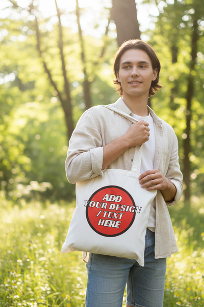 🫟 Design Your Own Natural/White 100% Cotton Printed Tote Bag